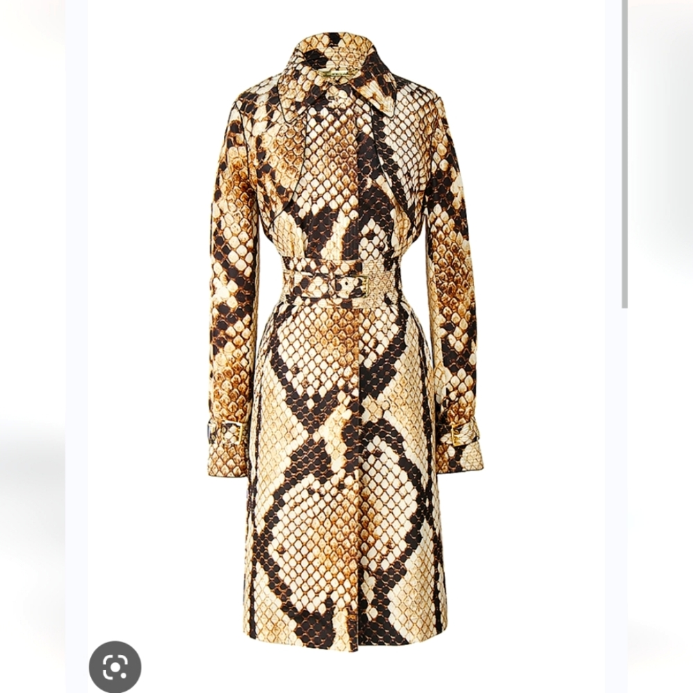 Roberto Cavalli snake print Silk coat with belt - Picture 8 of 11